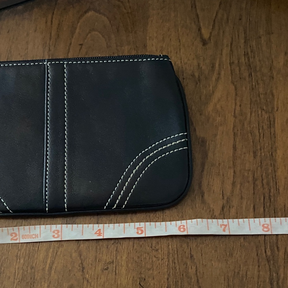 Coach Dark Brown Black Slightly Metallic Wristlet Clutch - Picture 4 of 5